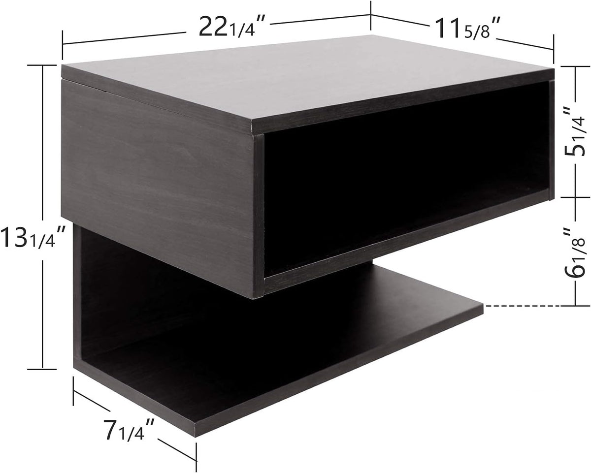 WELLAND Table de nuit flottante murale 61 cm avec tiroir, Tables de chevet pour adulte, pour salon, chambre à coucher