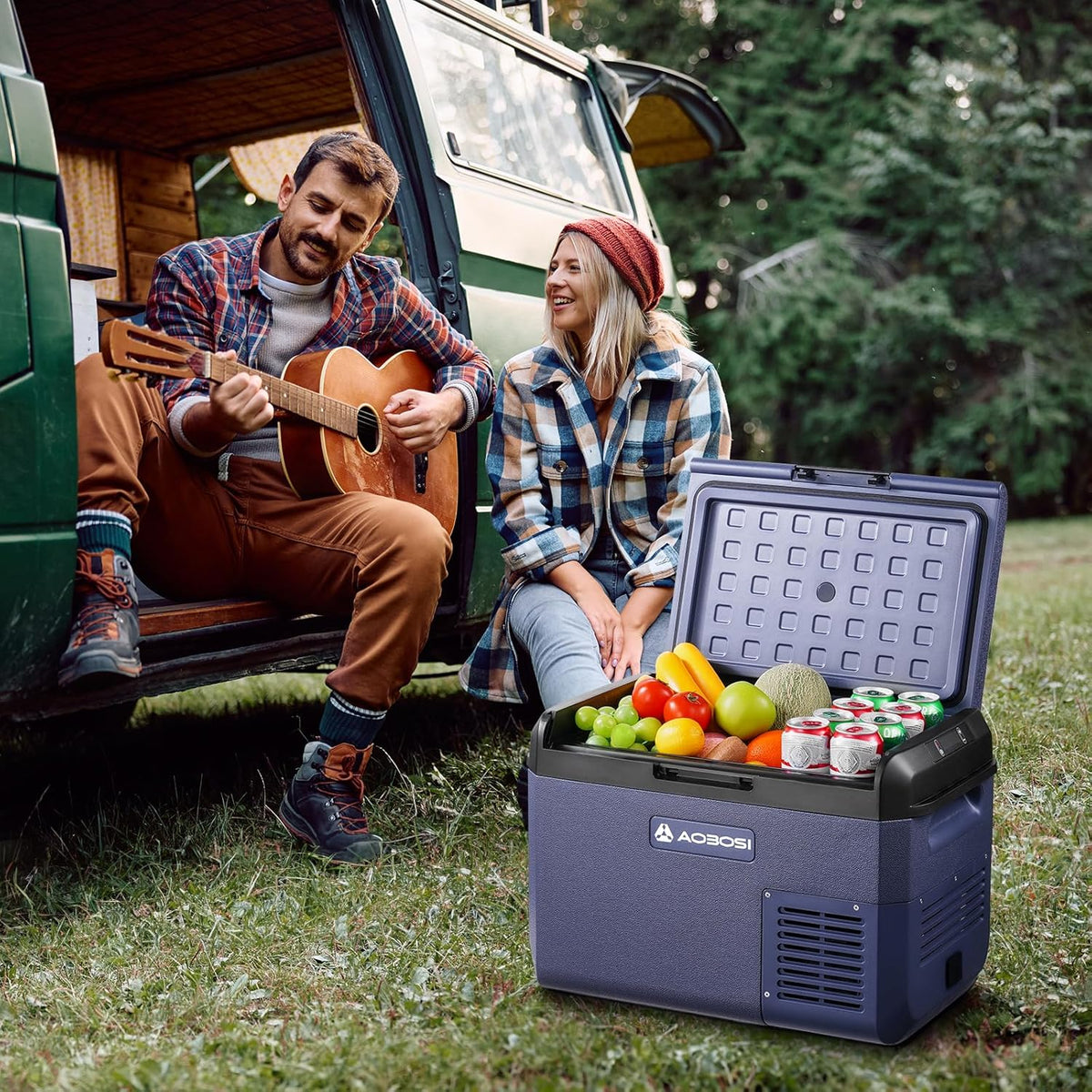 AAOBOSI Glaciere Electrique: 25L Glaciere a Compression, -20℃ à 20℃ Frigo Compression 12v, Glaciere Electrique 12v 220v pour Voiture, Camion, Camping-Car, Bateau et Prise de Co