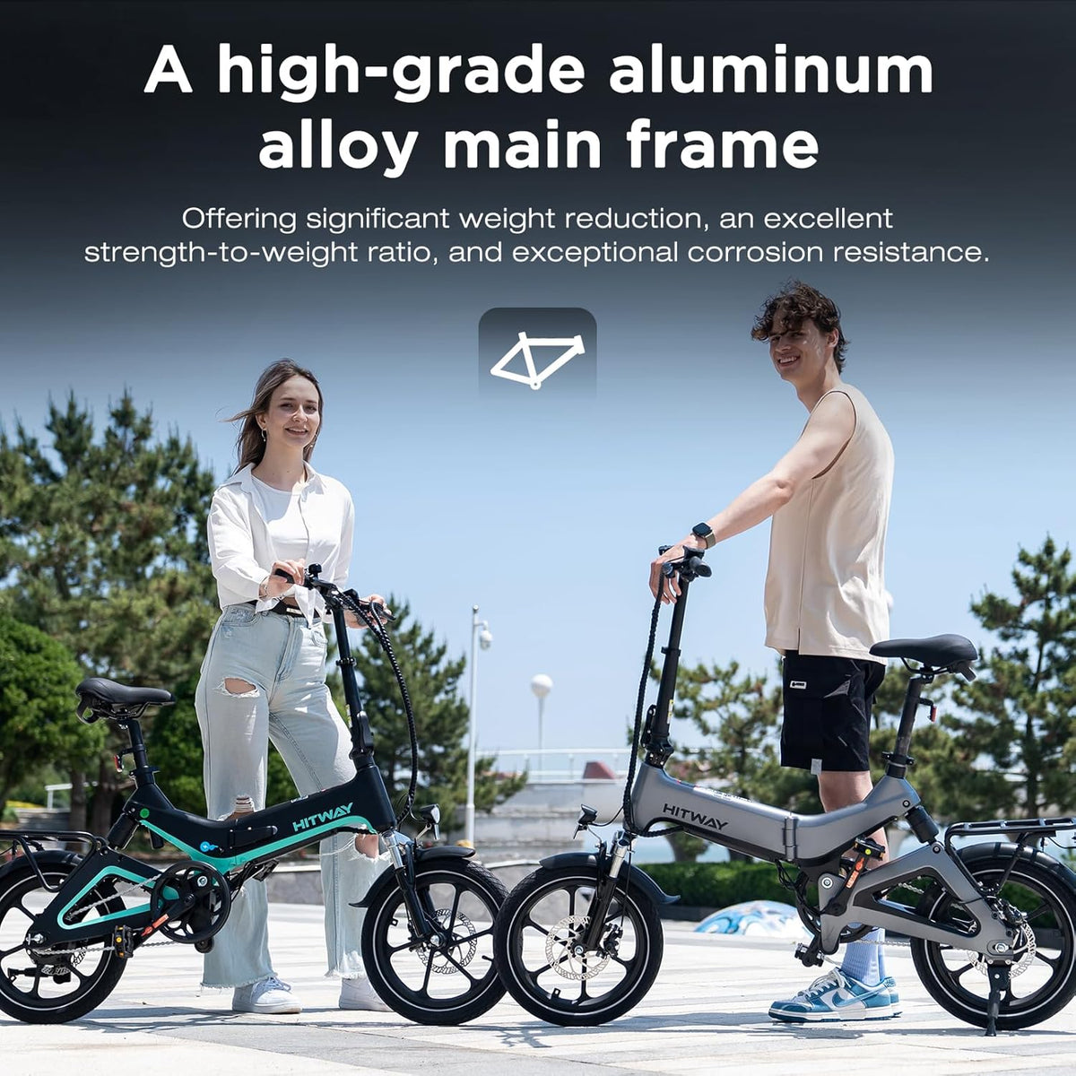 HITWAY Vélo Électrique E Bike, 16 Pouces Vélo Pliable avec Batterie 36V/7,8Ah, Moteur 250W, Maximale 25km/h, Autonomie 35-70km, Vélo Électrique Pliable Urbain pour Adultes
