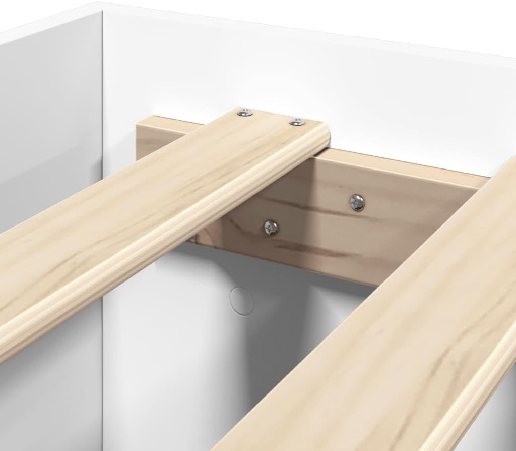 vidaXL Cadre de Lit Double avec Tête de Lit Blanc 140x190cm en Bois d'Ingénierie - Meuble de Chambre à Coucher