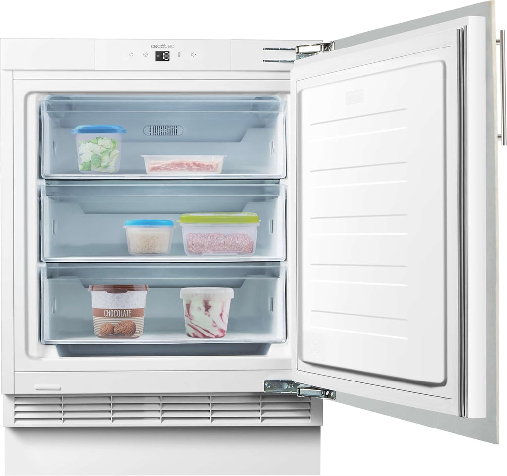 Cecotec Mini Congélateur Intégrable de 101 L Bolero Coolmarket TF BI 101 White E. Écran Tactile, Fast Freezing, Porte Réversible, Température Réglable -14 °C à -24 °C, LED Intérieur, Alarme