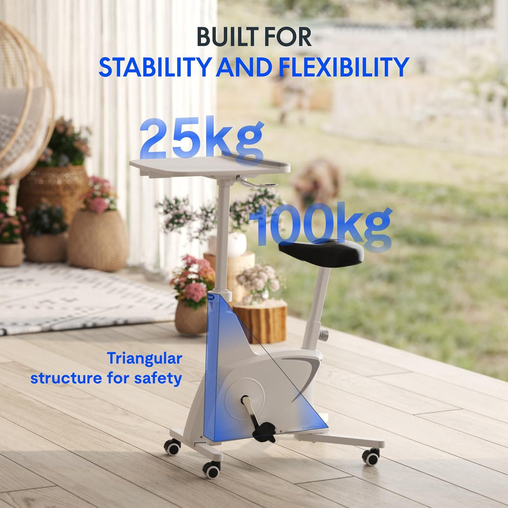 FlexiSpot Vélo d'appartement avec tablette, Vélo de fitness portable avec cadre stable et fonctionnement silencieux, idéal pour la maison et l'extérieur