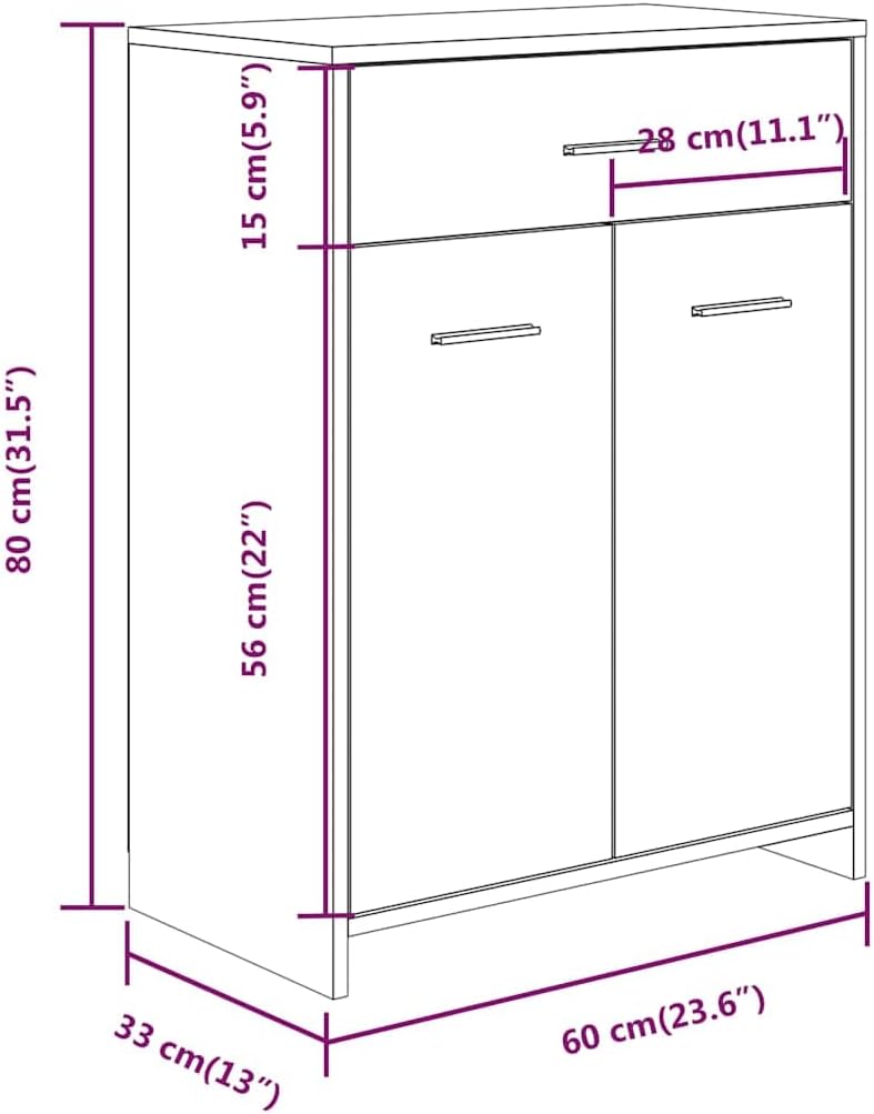 WSJHUHK Meubles, ensembles de meubles, ensembles de meubles de salle de bain, armoire de salle de bain, chêne fumé, 60 x 33 x 80 cm, bois d'ingénierie