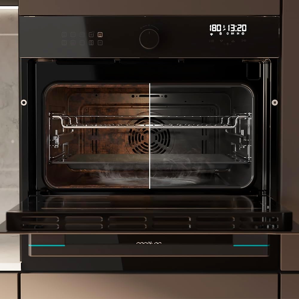 Cecotec Four Encastrable Bolero Hexa AF314500 Glass Black A de 53 L. Fonction Friteuse, 2900W, 11 Fonctions, Airfryer Master, Pizza Master, Faible Consommation, Nettoyage Facile