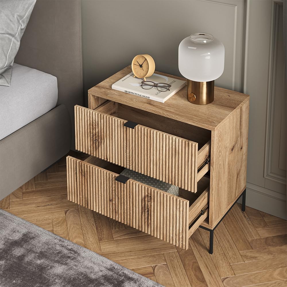 Vicco Table de Chevet Eliza, Chêne Viking, Lot de 2