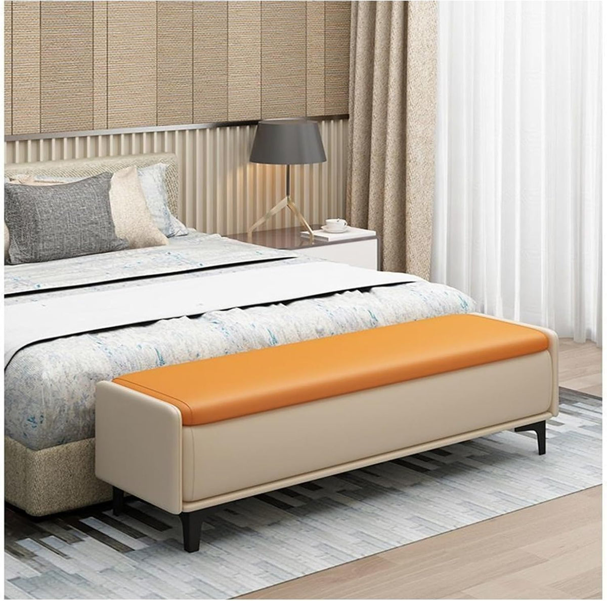 Banc pour bout de lit de chambre Banc de bout de lit, banc d'entrée rembourré moderne, banc de chevet, banc de rangement, repose-pieds de chambre à coucher, chemin d'entrée de lit Petit banc pour cham