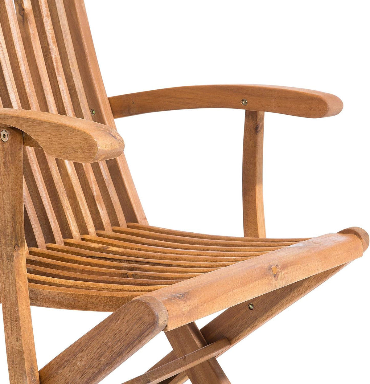 Lot de 2 Chaises de Jardin - Pliantes, en Bois d'Acacia Naturel
