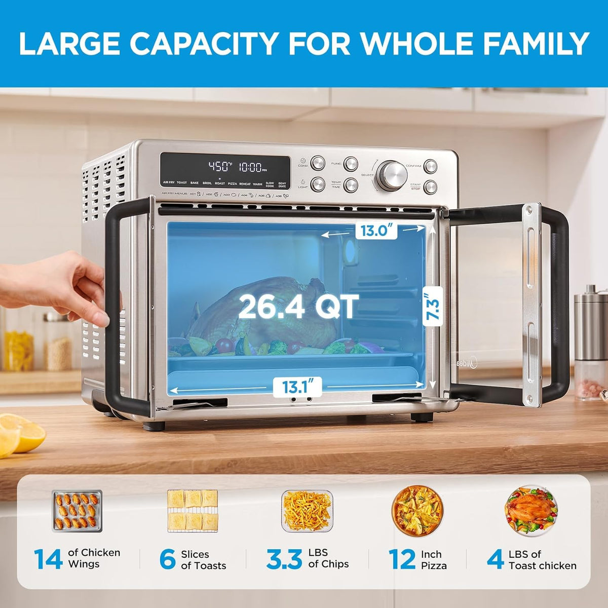Midea Four grille-pain à porte française 26.4 litres Air fryer