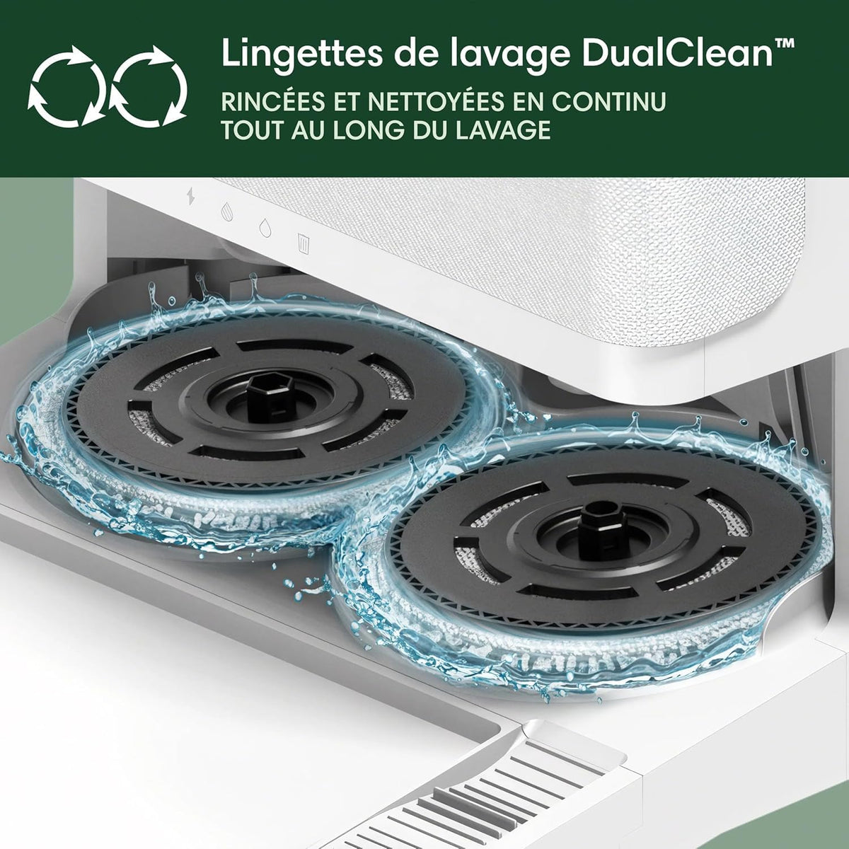 iRobot Roomba Plus 405 Combo Robot + AutoWash - Base Multifonction - Lavage et séchage des lingettes - LiDAR Clearview - 75 Jours d'autovidage - Double Lavage avec SmartScrub - Blanc