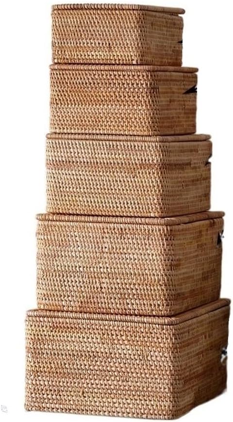 Ruiziliang Paniers, 1 boîte de Rangement tissée Manuelle en Vigne d'automne, Panier for vêtements, Jouets et Articles Divers(5pcs/Set)