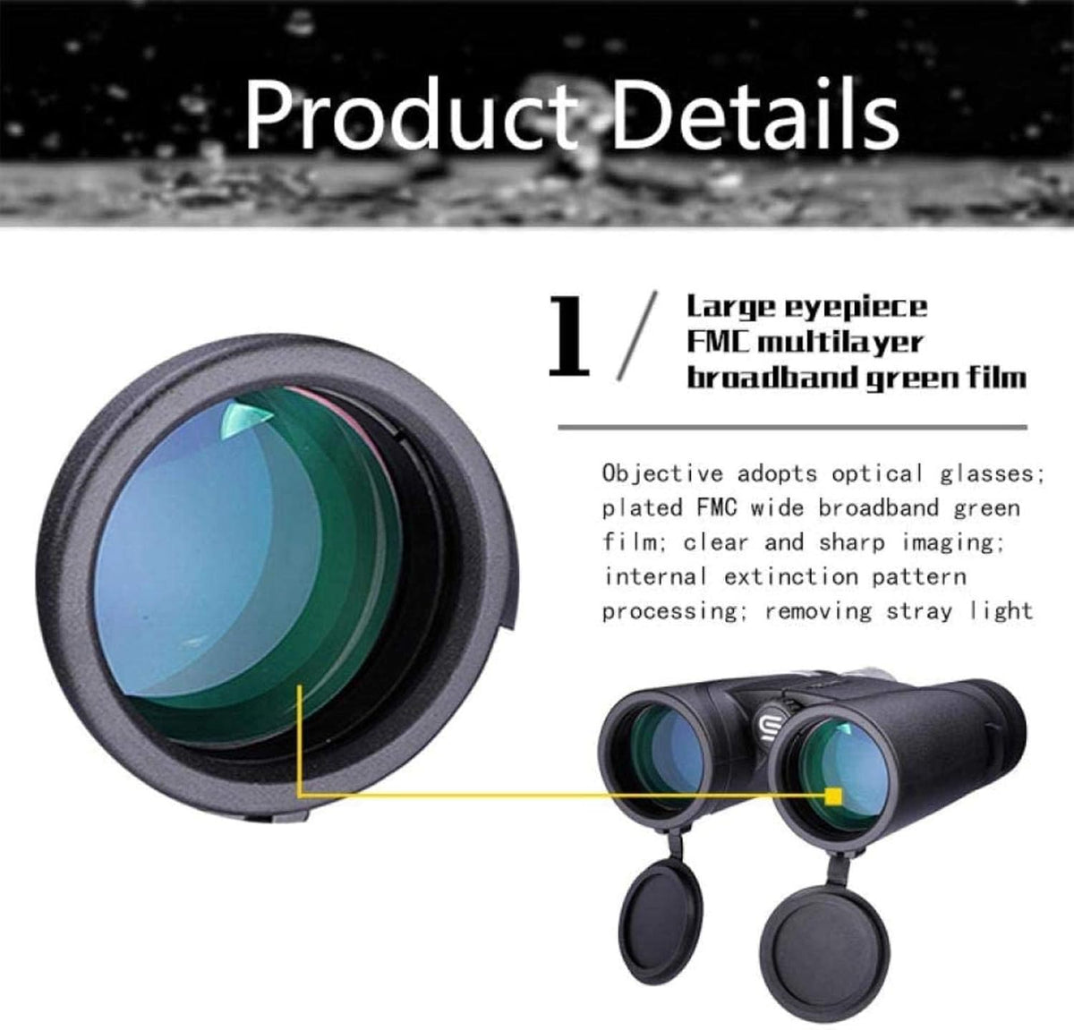 Jumelles Haute Puissance, Jumelles étanches 10X42 Ipx7 Bak4 Prisme Optique télescope Haute Puissance pour Le Camping extérieur 10X42 pour intérieur/extérieur