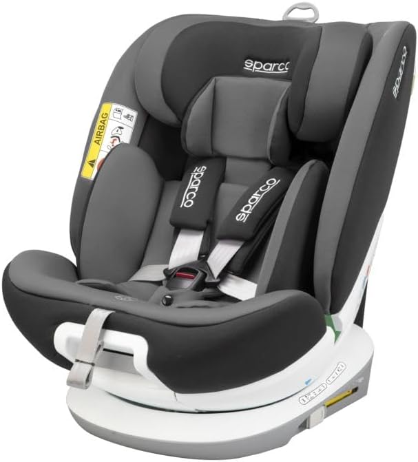 Siège Auto Bébé Enfant Sparco Isofix Rotatif 360° i-Size 40–150cm – ECE R129/03 – Réducteur Inclus – Sécurité Maximale et Confort – Installation Face/Dos Route