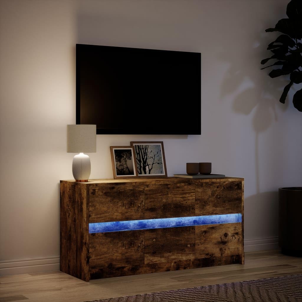 Festnight Meuble TV LED Meuble TV 100 cm Banc TV Table TVTable Television Salon Meubles pour Audio/vidéo Meuble de Salon-Chêne fumé-100 cm