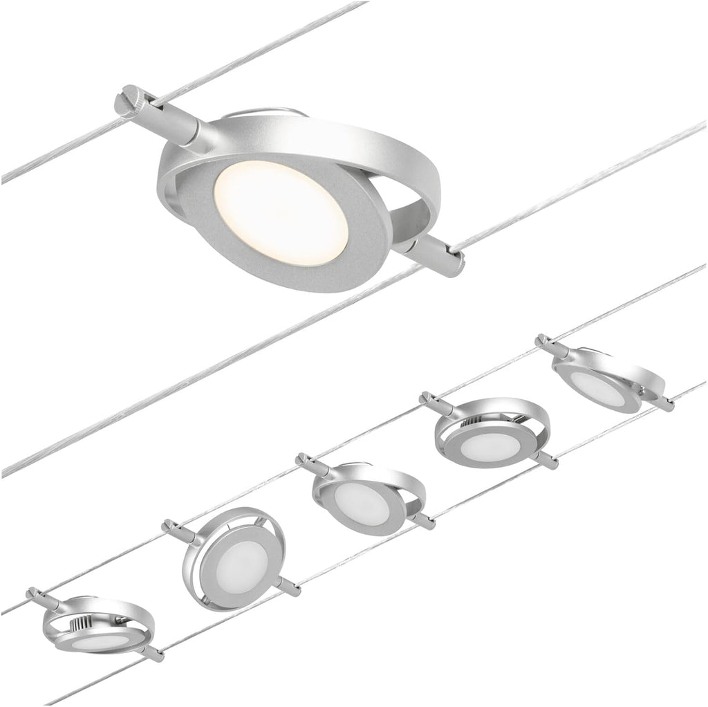 Paulmann 944.14 94414 Kit LED RoundMac DC avec Câble Extensible en Chrome Mat-5 x 4,5 W-3000 K, Métal