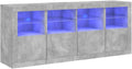 Buffet avec lumières LED gris béton 163x37x67 cm