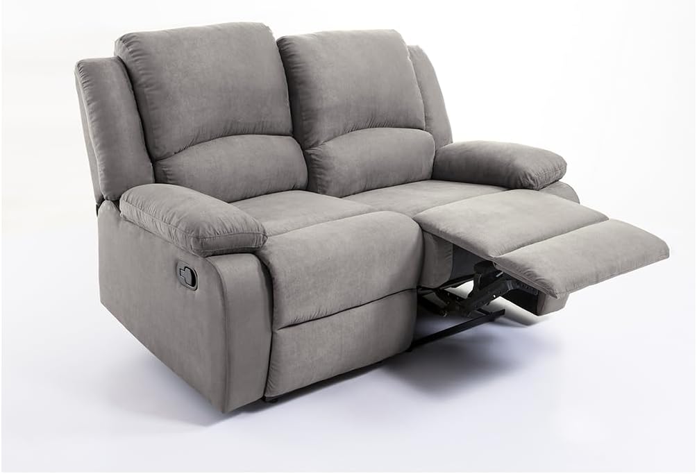 LOUNGITUDE - DETENTE - Canapé de Relaxation 2 Places en Microfibre - Gris