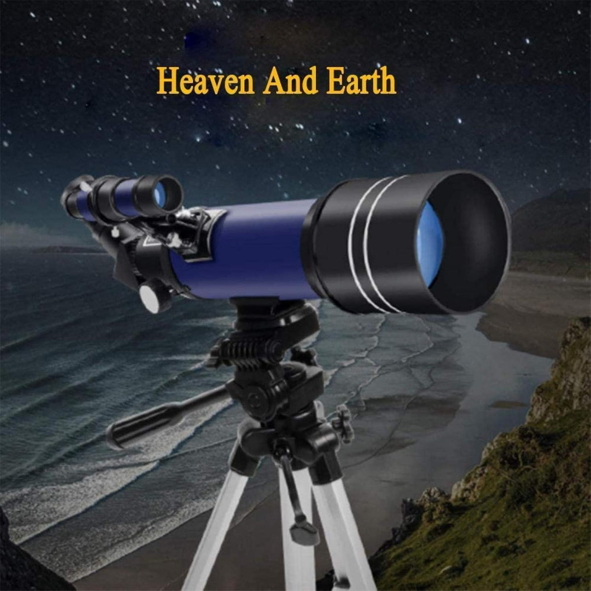 Télescope Jumelles Haute Puissance Télescope, Lentille Optique Verre Enduit HD Astronomique Réfraction 70 MM, Trépied L'observation Voyage Plein Air Débutants, Blanc intérieur/extérieur