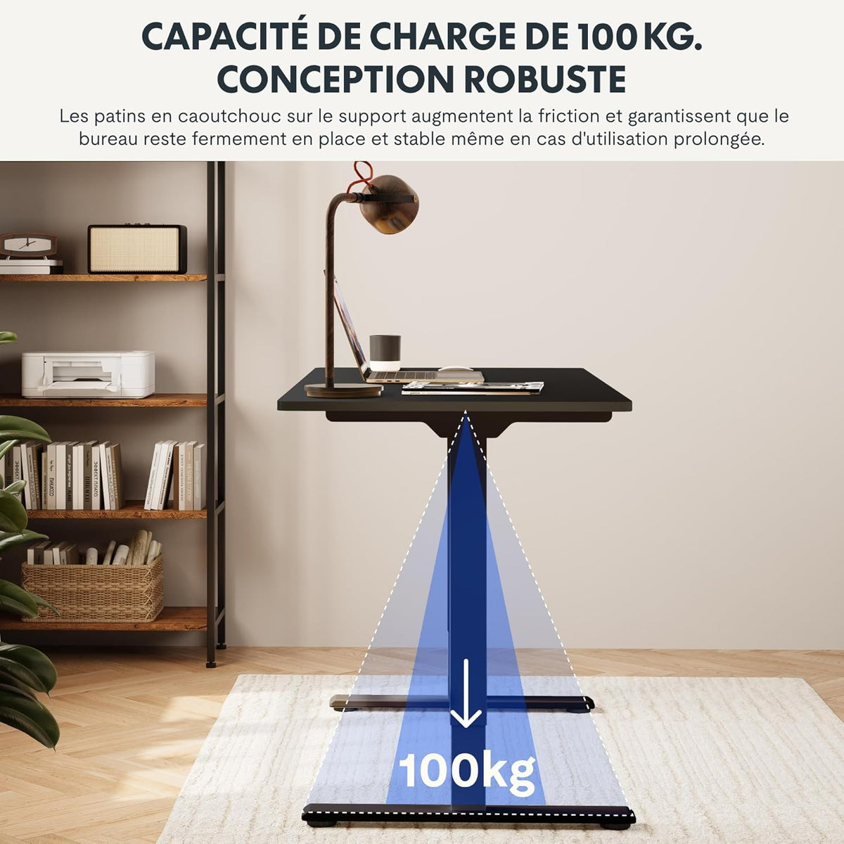 FLEXISPOT EC5 Lite Bureau Assis Debout Électrique à 2 Moteurs,Piétement à 3 Colonnes,Charge 100kg,Bureau Réglable en Hauteur en Acier avec Panneau Smart à Fonctions Mémoires,Noir