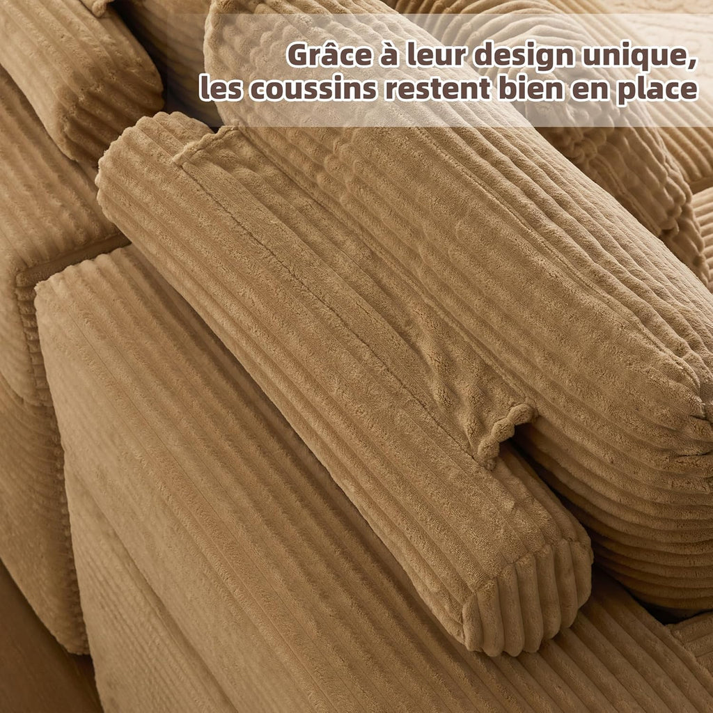 272 cm Canapé d'angle en Forme de L avec Fonction Couchage - Canapé modulaire avec méridienne Gauche - Assise Extra Profonde - Canapé-lit pour Salon (Camel, Méridienne Gauche)