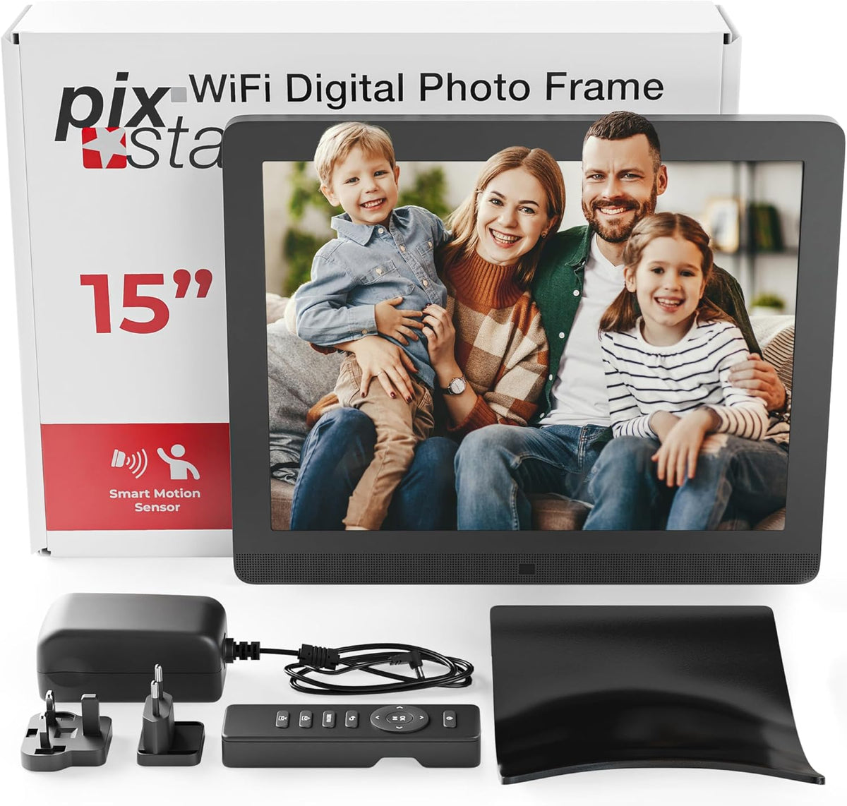 Pix Star Cadre Photo Numérique WiFi, USB - Écran IPS 15 Pouces - Cadeau > Famille - Album Photo Numérique