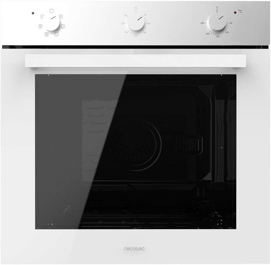 Cecotec Four Encastrable Multifonctions Bolero Hexa M236000 Glass White Time A. 70L, 6 Fonctions,Minuterie,classe A, 2800W, Steam Base XXL, Steam Assist, Cooling Fan, Defrost, Convection,Triple Glass