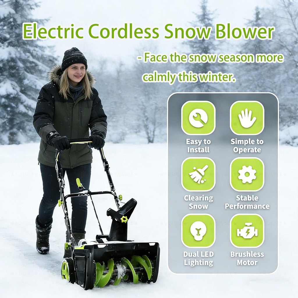 ORIDLECTAL Déneigeuse Électrique, Souffleuse à Neige, Batterie 40V 2x5,0Ah avec Chargeur, Goulotte Réglable 50,8cm, pour Terrasses et Jardins