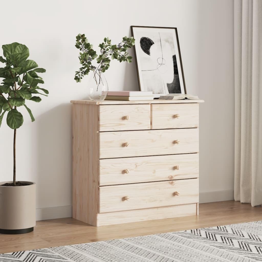 vidaXL Commode, Buffet avec Tiroir, Armoire Latérale, Meuble de Rangement Salon Chambre à Coucher Intérieur, Scandinave, Bois Massif de Pin