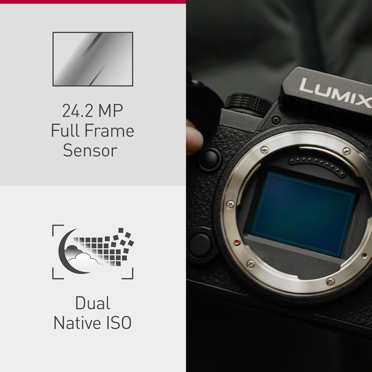 Panasonic Lumix S5M2 I Appareil Photo Hybride Plein Format (24MP, Autofocus Phase, Double Stabilisation, Vidéo 6K 10bit illimité, Rafale AFC 30ips, Tropicalisé) – Version Française