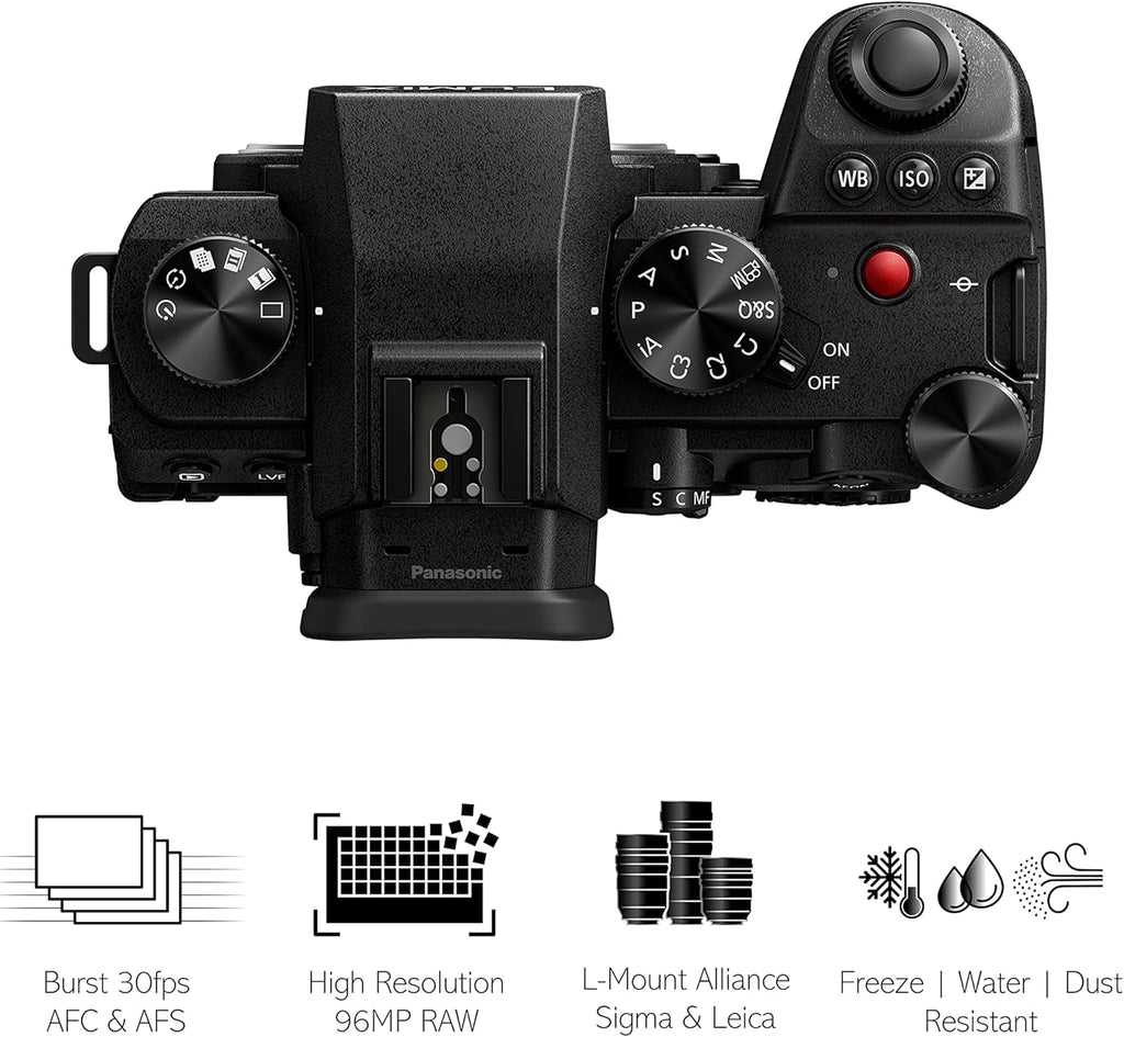 Panasonic Lumix S5M2 I Appareil Photo Hybride Plein Format (24MP, Autofocus Phase, Double Stabilisation, Vidéo 6K 10bit illimité, Rafale AFC 30ips, Tropicalisé) – Version Française