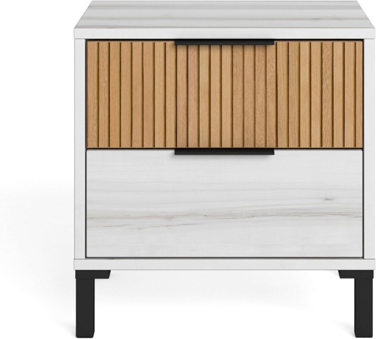 Arles Lot de meubles modernes pour chambre double Blanc Albo et chêne rayé
