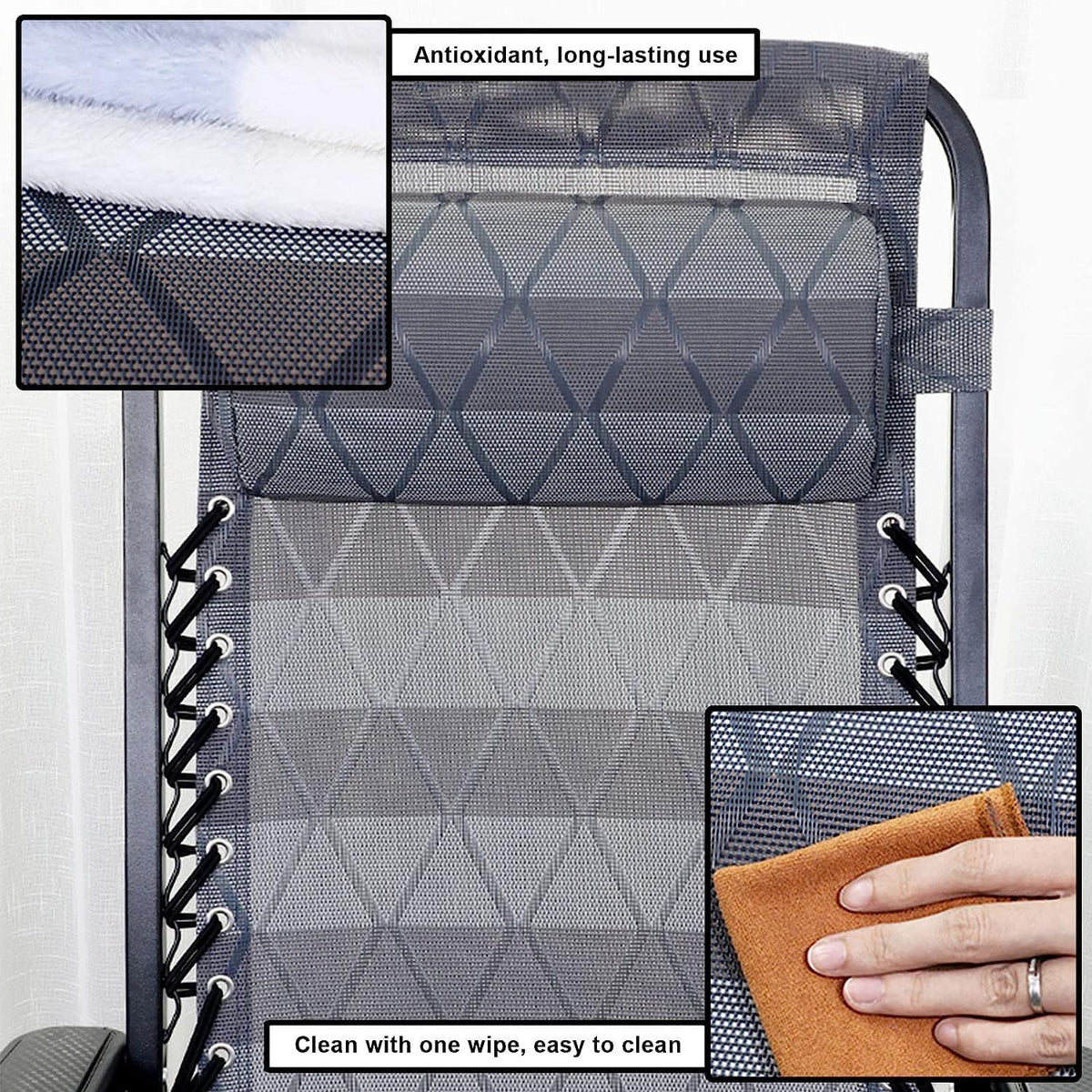 DANNMPX Chaise Longue Chaise Pliante Inclinable Réglage À 9 Vitesses Longue avec Repose-tête Coussin Palette pour Intérieur Extérieur Pliante Relaxation