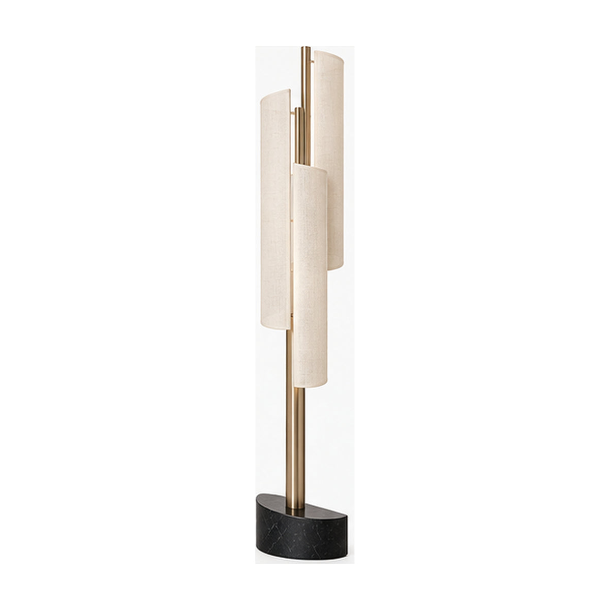 Lampadaire Totem Voilé – Lin Ivoire et Colonne Lumineuse Champagne