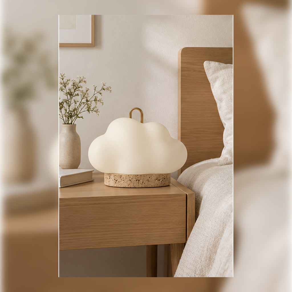 Lampe Nomade Nuage – Éclairage Rechargeable en Résine Ivoire