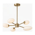 Lustre Rosace Moderne – 6 Boutons Opalins et Structure Champagne