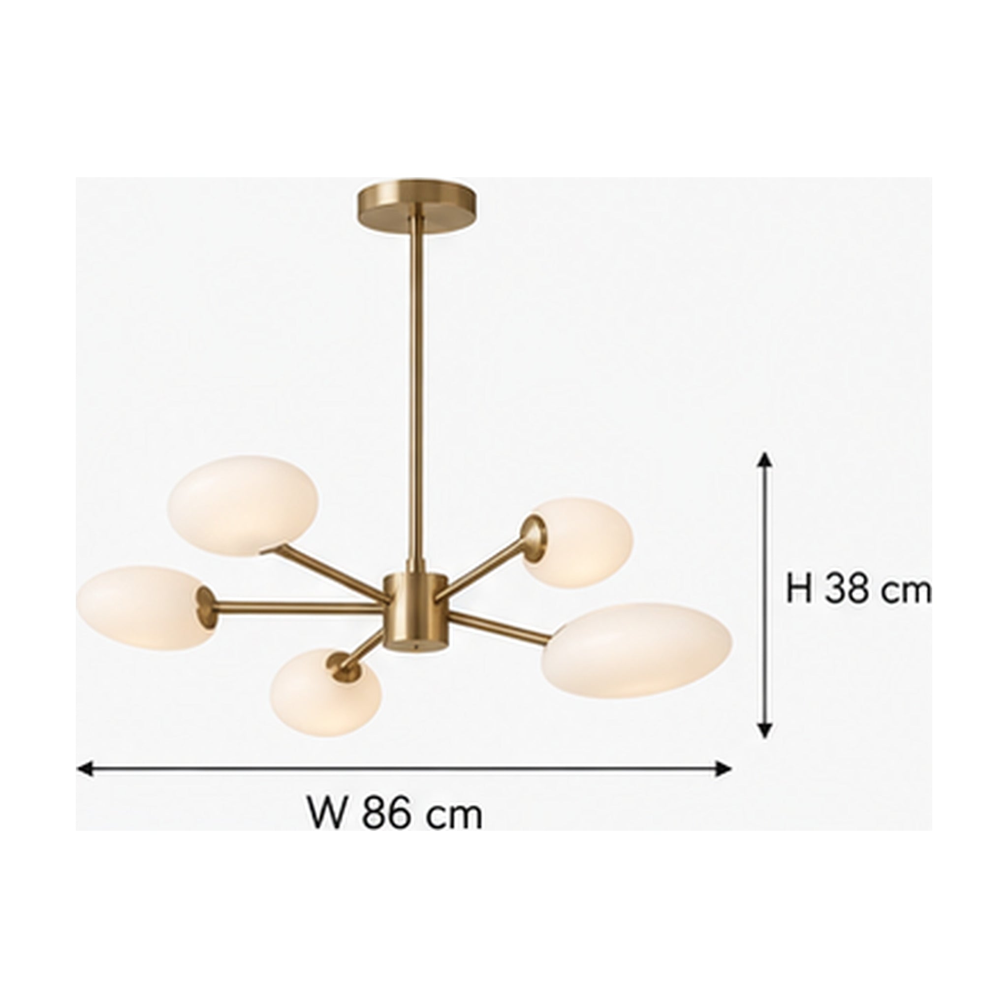 Lustre Rosace Moderne – 6 Boutons Opalins et Structure Champagne