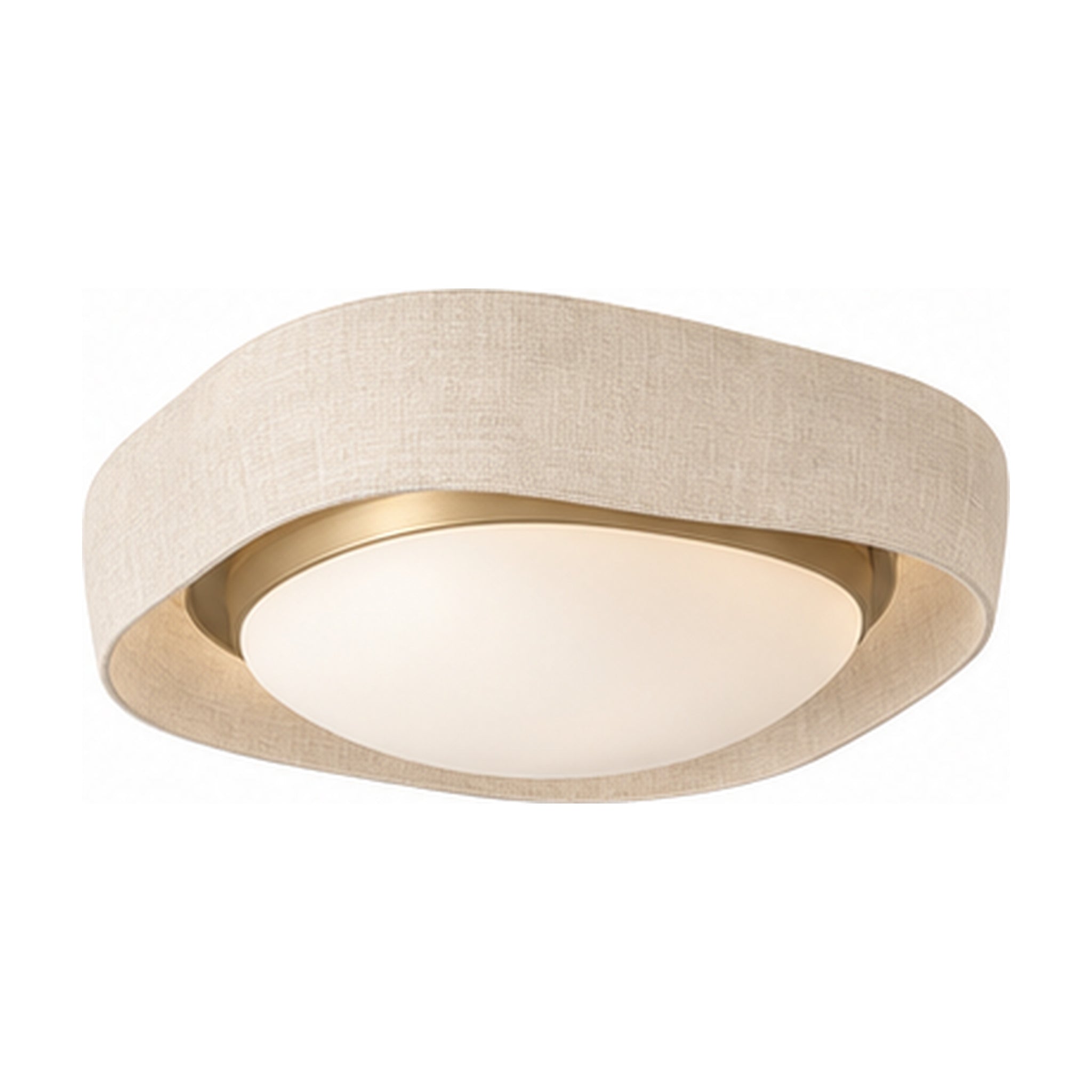 Plafonnier Aube Textile – Lin Ivoire et Halo Indirect