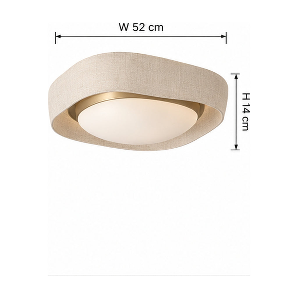 Plafonnier Aube Textile – Lin Ivoire et Halo Indirect