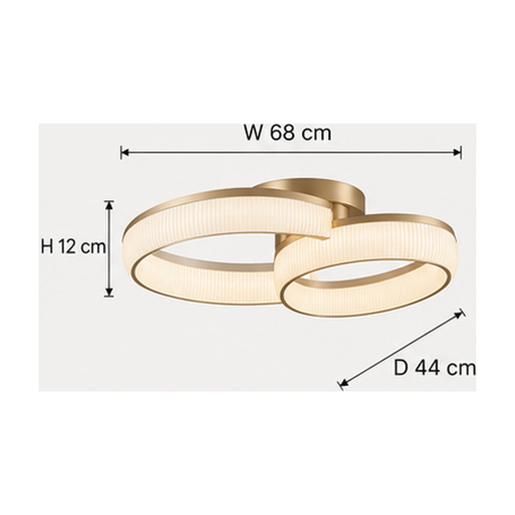 Plafonnier Halo Strié – Double Ovale en Verre Opalin