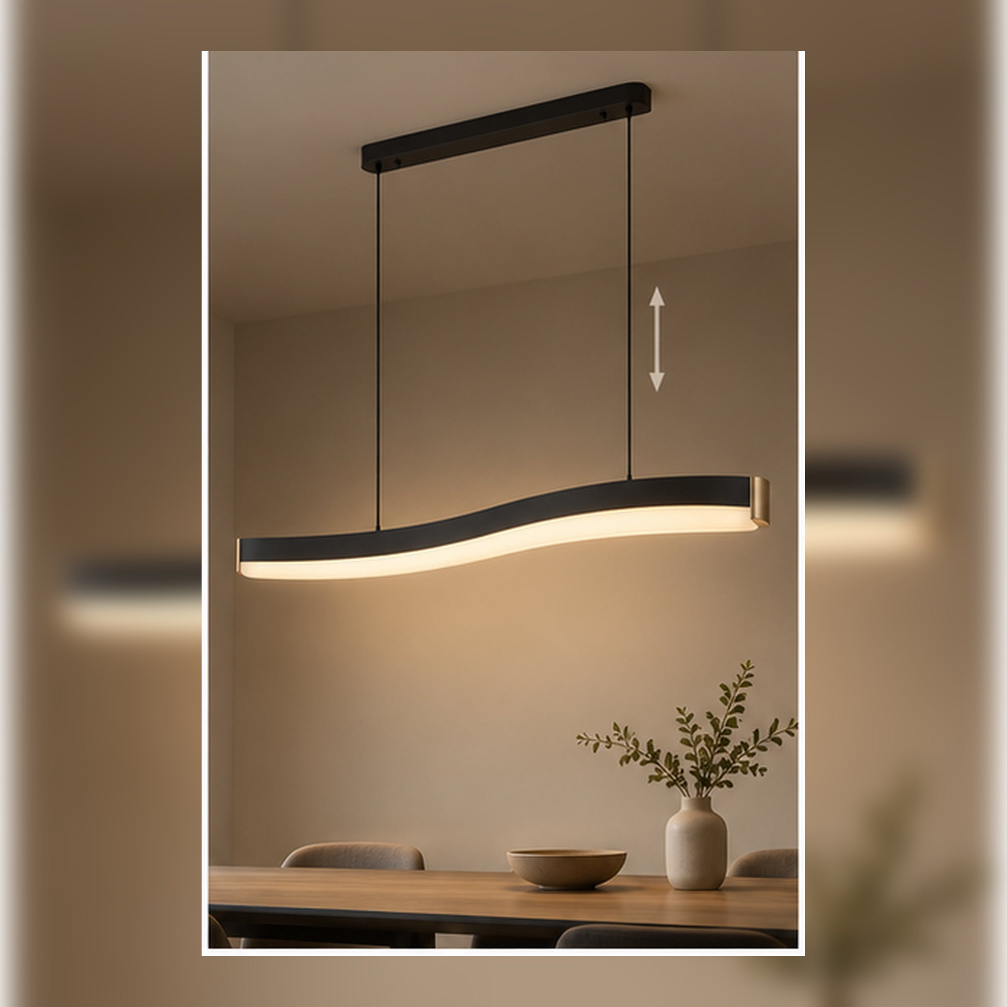 Rampe Lumineuse Sillage – Suspension Linéaire Ondulée 132 cm