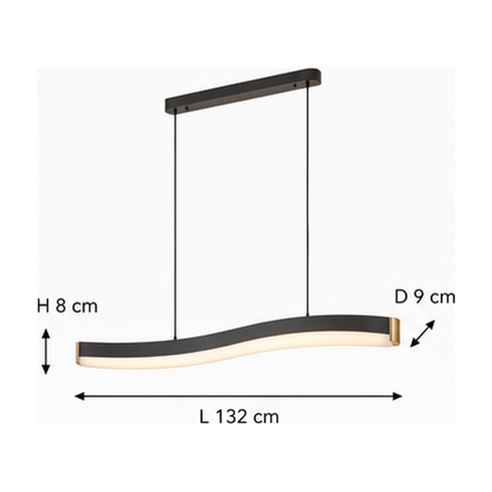 Rampe Lumineuse Sillage – Suspension Linéaire Ondulée 132 cm