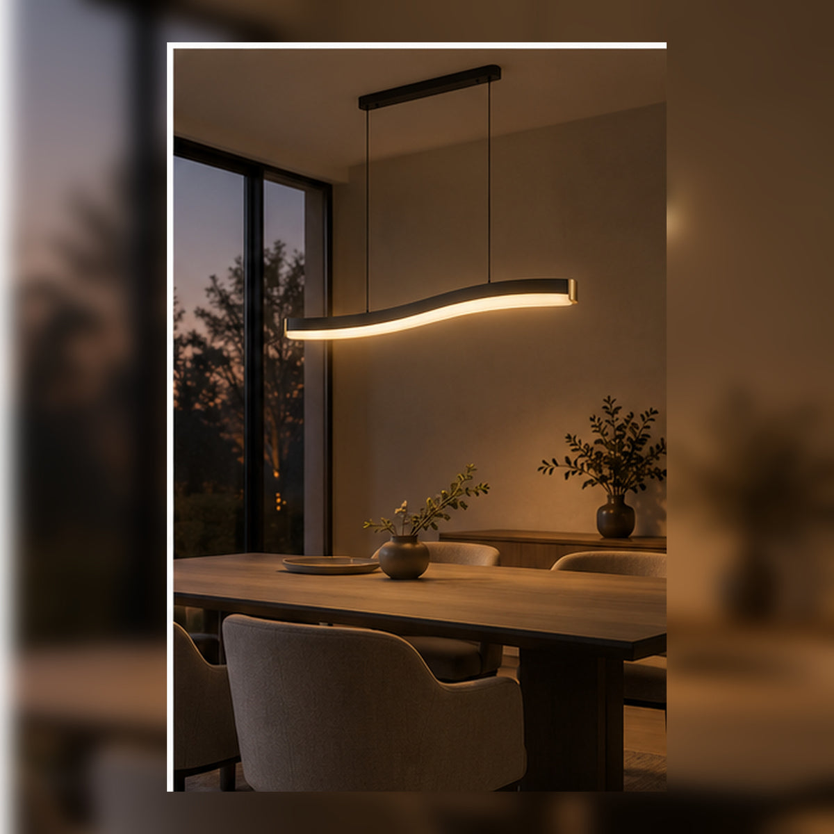 Rampe Lumineuse Sillage – Suspension Linéaire Ondulée 132 cm