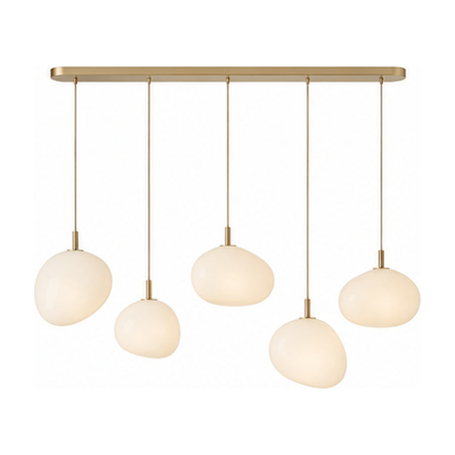 Suspension Archipel – 5 Galets en Verre Opalin au-dessus de Table