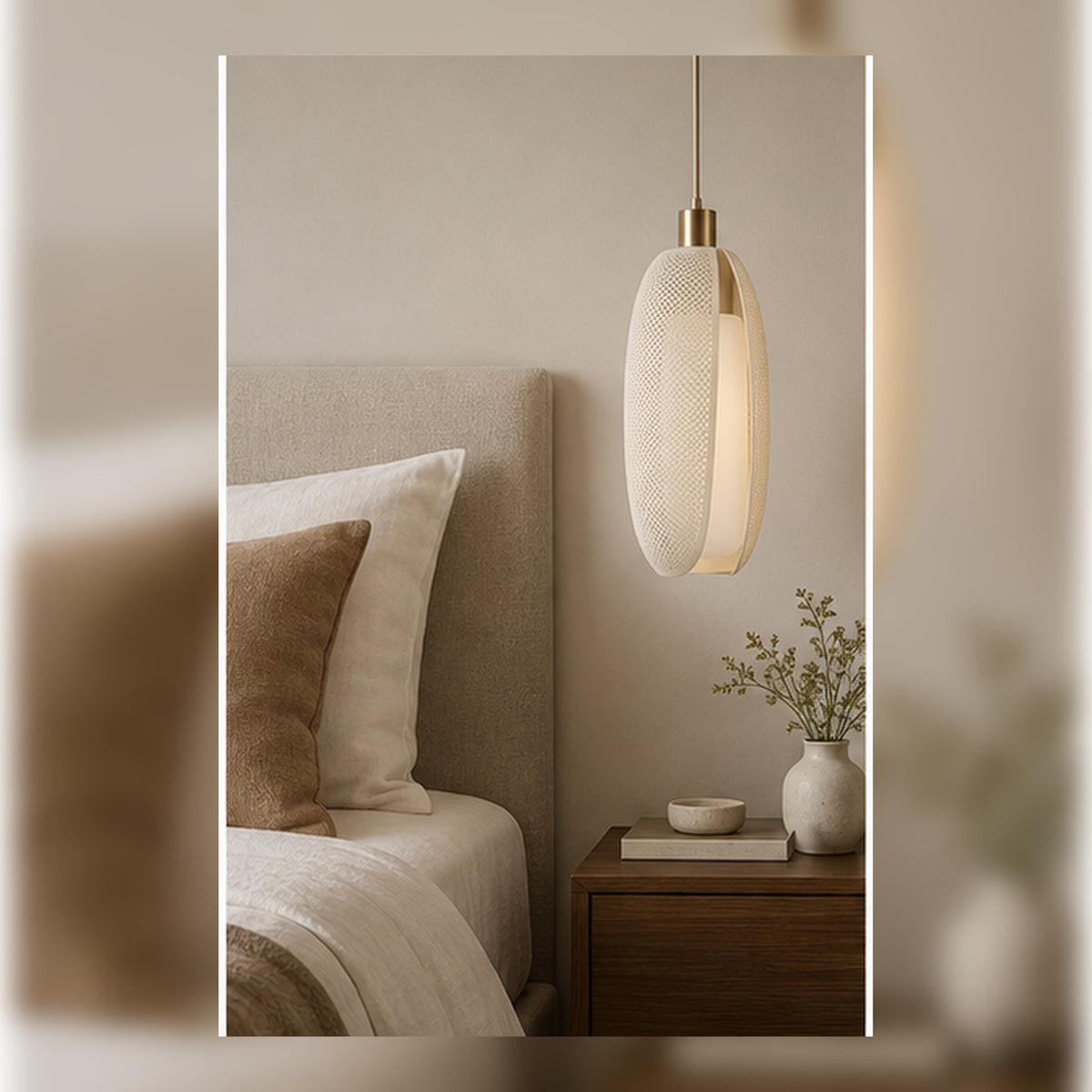 Suspension de Chevet Cocon Linéaire – Double Diffuseur Ivoire