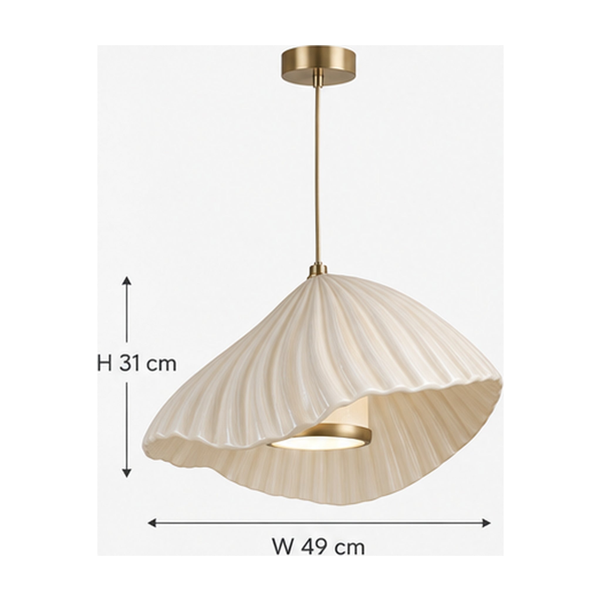 Suspension Nacre Plissée – Céramique Ivoire à Reflets Doux