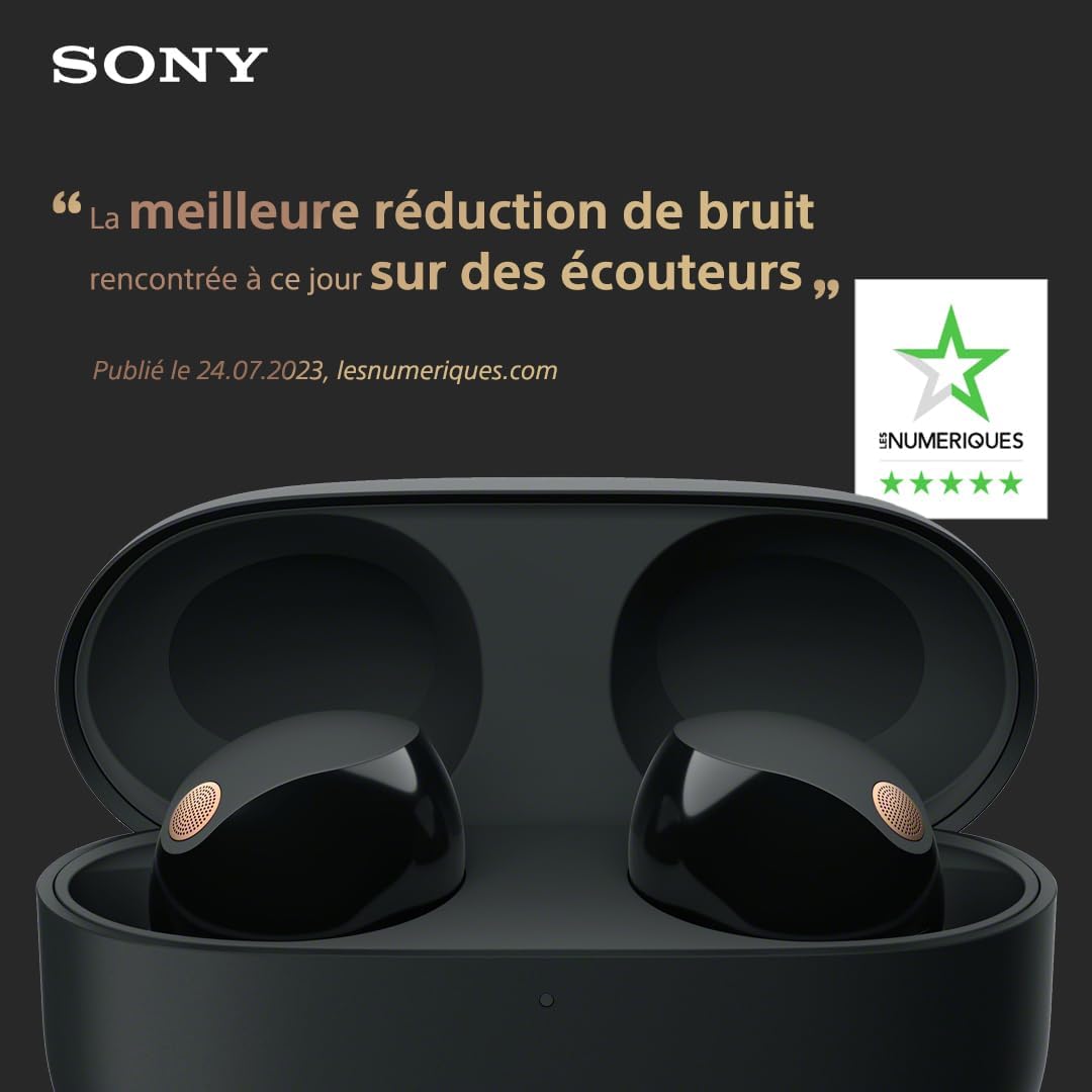 WF-1000XM5 écouteurs sans Fil à réduction de Bruit, Bluetooth, Intra-Auriculaires avec Micro, 36 Heures d'autonomie, Charge Rapide, IPX4, Compatible iOS et Android - Noir