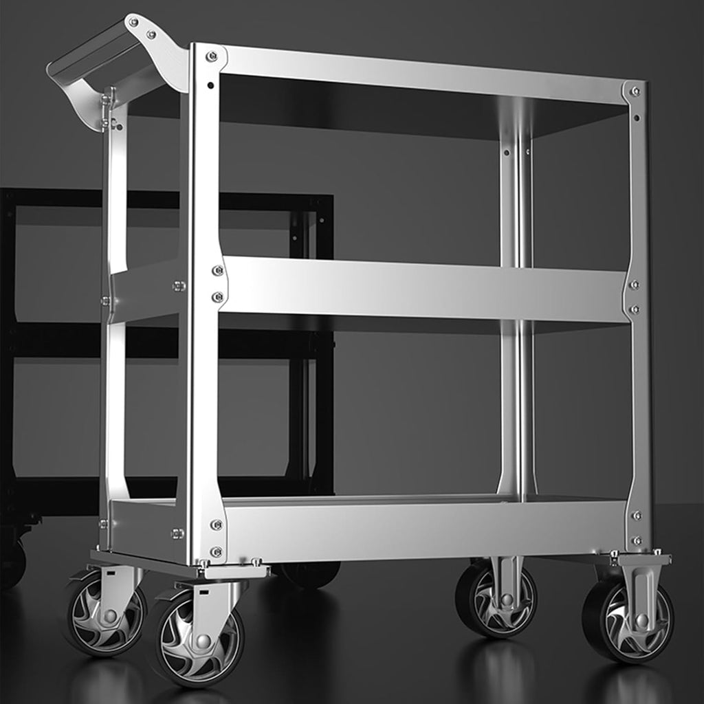 Vockol Chariot d'Atelier en Acier Inoxydable, Chariot à Outils à 3 Étages d'une Capacité de 500kg, Chariot de Travail, Chariot Servante d'Atelier pour Garage, Atelier, Cuisine, 78 x 46 x 92 cm