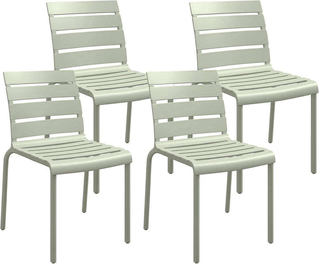 Outsunny Lot de 4 chaises de Jardin chaises de Bistro empilables avec Assise et Dossier à Lattes dim. 42L x 54l x 78H cm Vert