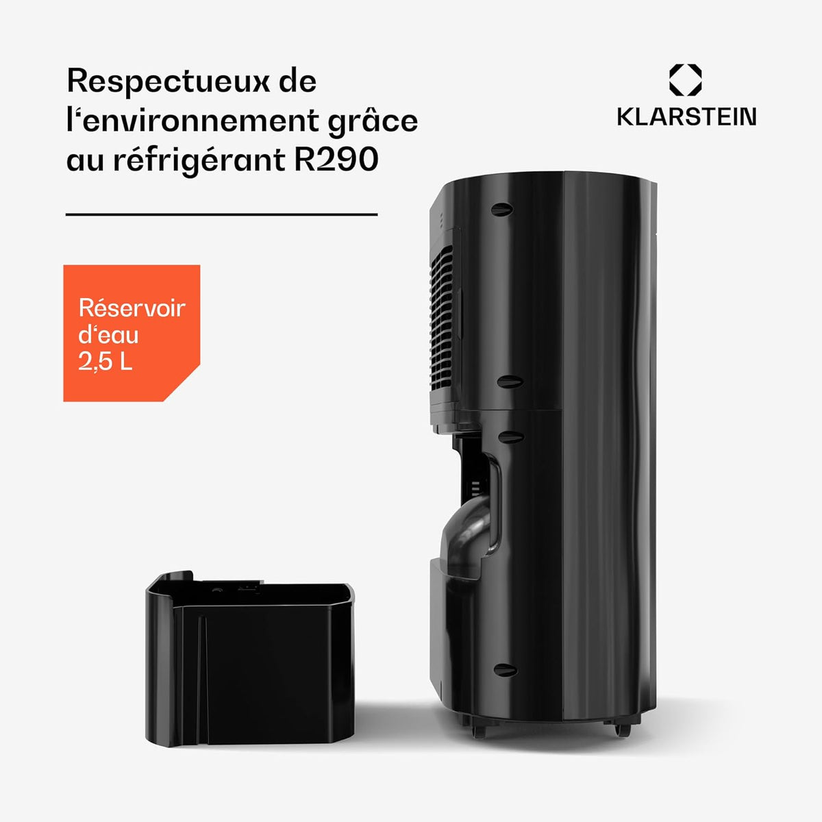 KLARSTEIN AeroDry 10l Déshumidificateur d'air - 165 W, 10 L/24 h, réservoir 2,5 L, Seulement 37 DB, Filtre à Charbon Actif, Fonction DrySelect, Noir