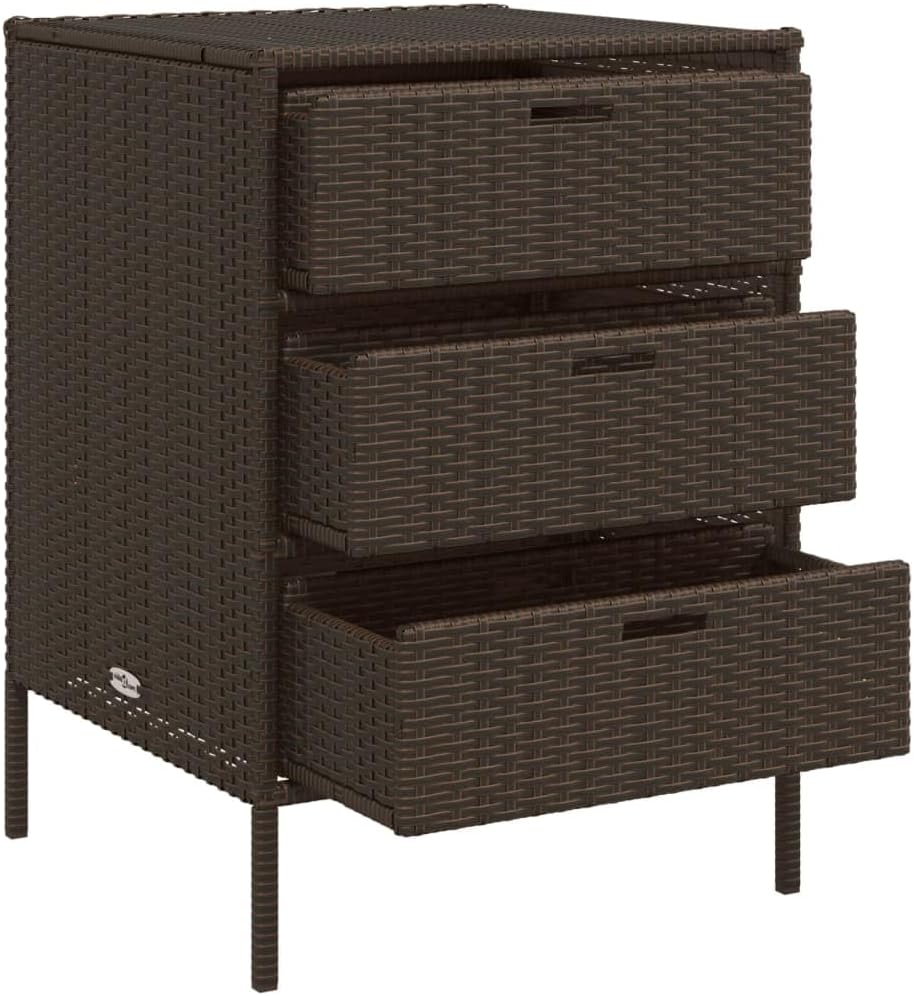 Homgoday Armoire de rangement de jardin marron 55 x 59 x 80 cm en polyrotin Boîtes de rangement d'extérieur
