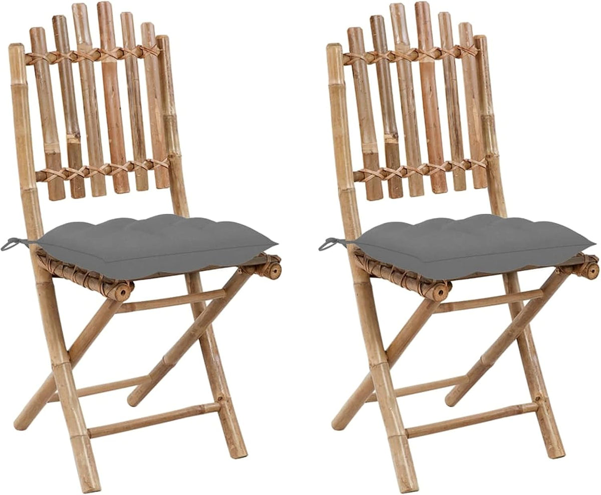 Chenshu Chaise Jardin Exterieur Chaise Exterieur Chaise de Jardin Chaises de Table de Jardin Chaises Pliables de Jardin 2 pcs avec Coussins Bambou LK